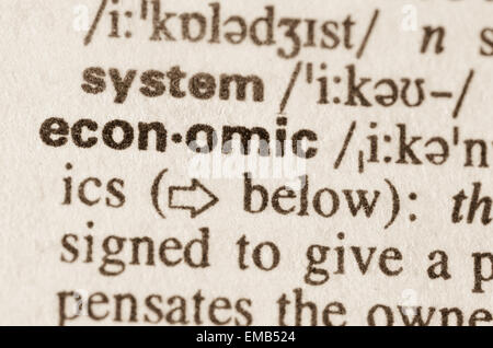 Définition du mot dans le dictionnaire économique Banque D'Images