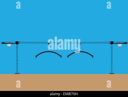 Un vecteur illustration de deux poutres de levage des grues à tour avec un fond de ciel bleu Illustration de Vecteur