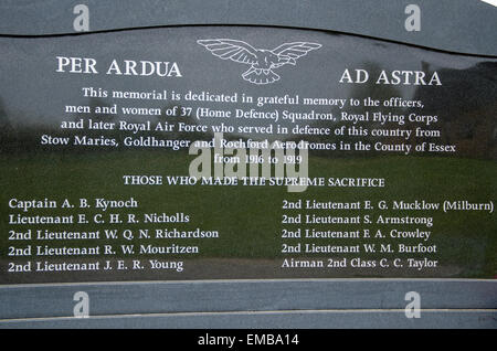 Stow Maries aérodrome, à la mémoire des aviateurs du 37 e Escadron de défense Accueil (qui est mort alors qu'il servait l'escadron pendant la Première Guerre mondiale Banque D'Images