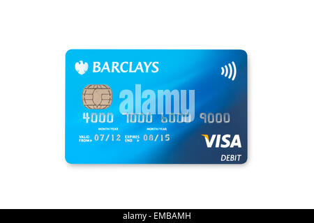 Barclays Bank Visa carte sur fond blanc Banque D'Images