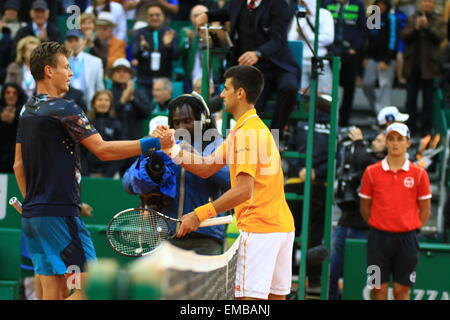 Masters de Monte Carlo. 15 Juin, 2014. Novak Djokovic bat Tomas Berdych en finale de Monte Carlo 7-5. 4-6, 6-3. © Michael Cullen/ZUMA/Alamy Fil Live News Banque D'Images