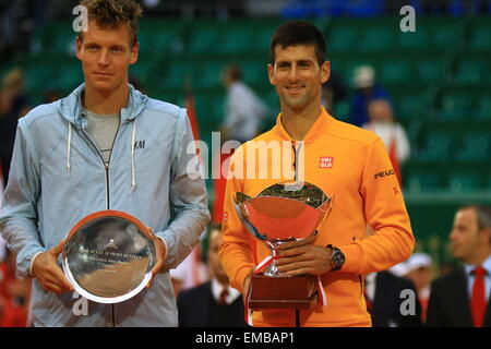 Masters de Monte Carlo. 15 Juin, 2014. Novak Djokovic bat Tomas Berdych en finale de Monte Carlo 7-5. 4-6, 6-3. © Michael Cullen/ZUMA/Alamy Fil Live News Banque D'Images