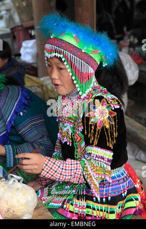 Vietnam, Lao Cai Province, peuvent cau, marché, street food, restaurant, tribus des collines, Banque D'Images