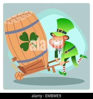 Jour Patrick green leprechaun lucky keg beer fun holiday fête Shamrock Illustration de Vecteur