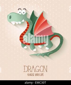 Zodiaque chinois régler l'année du Dragon Illustration de Vecteur