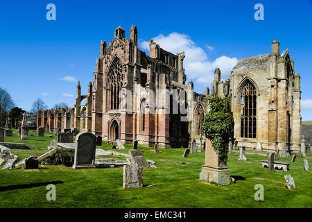 Abbaye de Melrose dans la région des Scottish Borders. Banque D'Images