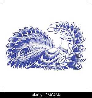 Ornement décoratif floral peacock Illustration de Vecteur
