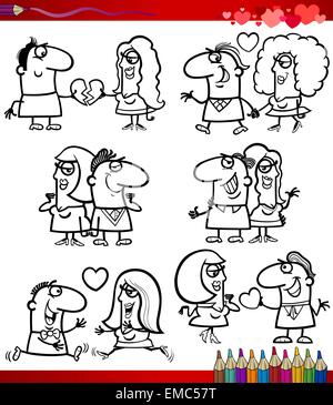 Couple in love dessins à colorier Illustration de Vecteur