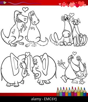Thèmes pour colorier dessin animé saint valentin Illustration de Vecteur