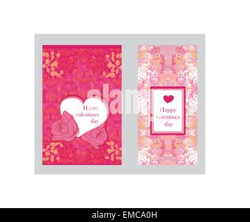 Style Vintage Valentine Day Card Set Illustration de Vecteur