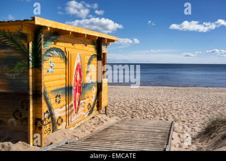 L'Estonie, Kauksi, kiosque à la plage du lac Peipus Banque D'Images