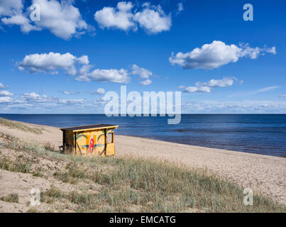 L'Estonie, Kauksi, kiosque à la plage du lac Peipus Banque D'Images