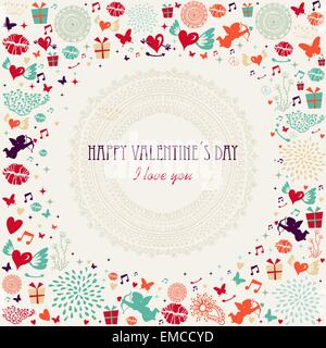 Saint Valentin carte de voeux colorée Illustration de Vecteur