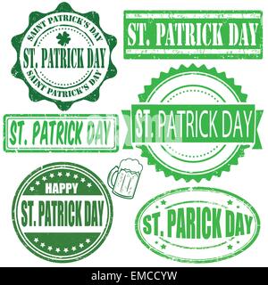 Saint Patrick Day stamps set Illustration de Vecteur