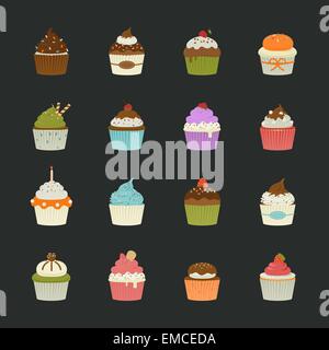 Sweet cupcakes icons Illustration de Vecteur