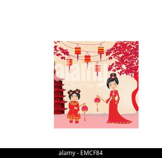 Mid-Autumn Festival pour le Nouvel An chinois carte , Abstract Illustration de Vecteur