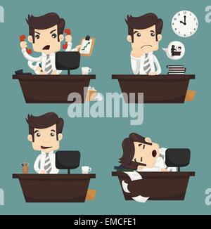 Ensemble de businessman sitting on desk , office worker Illustration de Vecteur