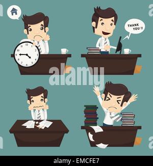 Ensemble de businessman sitting on desk , office worker Illustration de Vecteur