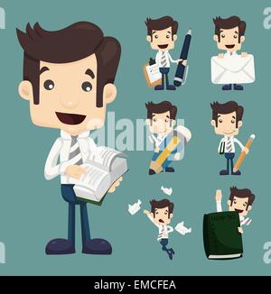 Jeu de caractères d'affaires pose , office worker Illustration de Vecteur