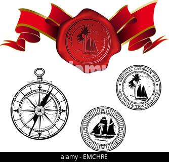 Grungy stamps isolated over white Illustration de Vecteur