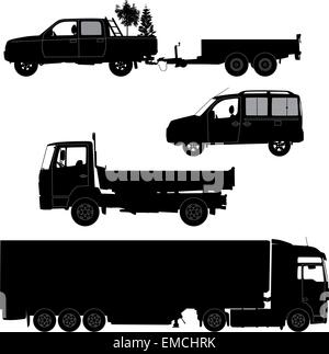 Transportation icons collection - silhouette vecteur. Voiture de travail Illustration de Vecteur