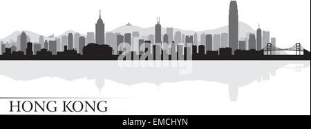 Hong Kong city skyline silhouette background Illustration de Vecteur