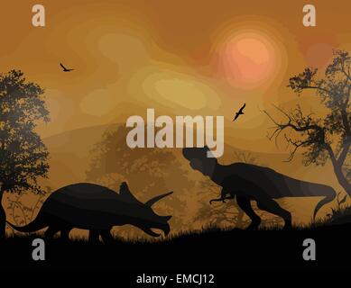 Silhouettes de dinosaures Illustration de Vecteur