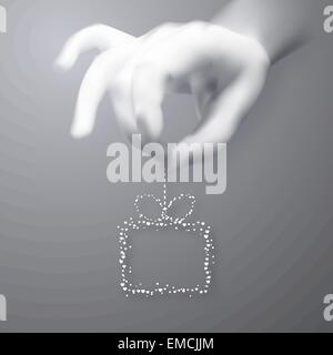 Human hand holding un cadeau. Illustration de Vecteur