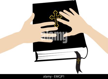 Le serment sur la Sainte Bible, vector illustration Illustration de Vecteur