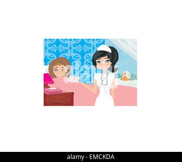 Sick girl Lying in Bed Illustration de Vecteur