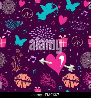 Valentine's day vintage seamless pattern design Illustration de Vecteur