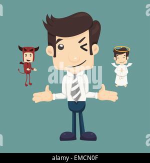 Businessman wills avec un ange et diable Illustration de Vecteur