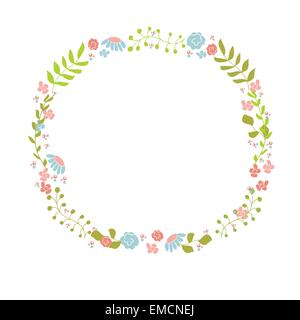 Jolie couronne de fleurs. Design pour carte d'anniversaire ou d'invitation de Pâques Illustration de Vecteur