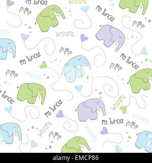 Seamless pattern bébé éléphant Illustration de Vecteur