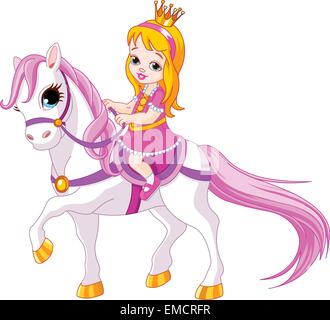 Petite Princesse à cheval Illustration de Vecteur