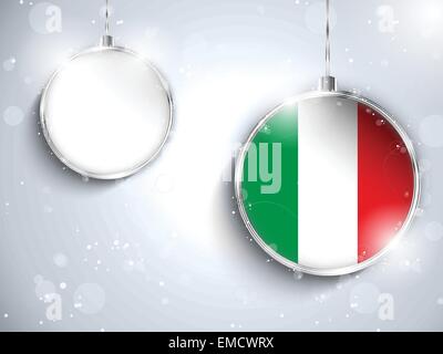 Joyeux Noël Silver Ball avec drapeau Italie Illustration de Vecteur