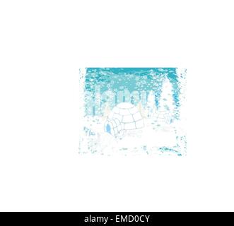 Igloo de Noël au soir - Abstract illustration d'hiver Illustration de Vecteur