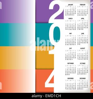 2014 Calendrier Style infographique Illustration de Vecteur