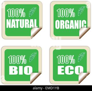 Naturels, biologiques, bio et éco-labels Illustration de Vecteur