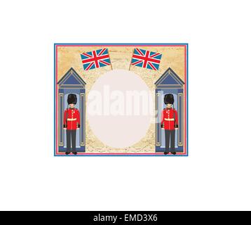 Résumé fond avec le drapeau de l'Angleterre et soldat Beefeater Illustration de Vecteur