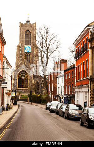 St Giles Church Norwich Street view bâtiment façade extérieure façade tour spire Norfolk UK Angleterre Banque D'Images