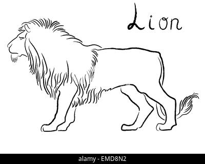 Lion Noir contour gracieux Illustration de Vecteur