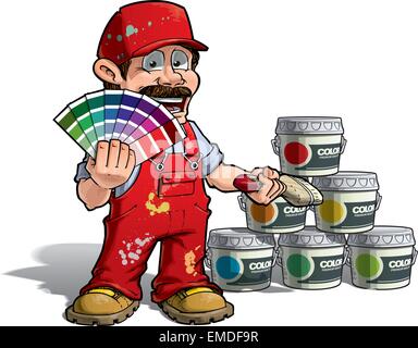 Handyman - Cueillette de couleur uniforme rouge Peintre Illustration de Vecteur