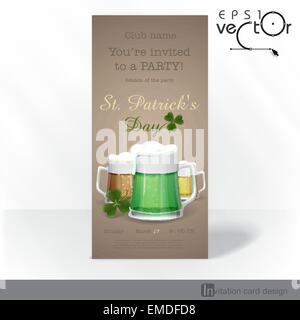 Chope de bière verte pour St Patrick's Day. Illustration de Vecteur