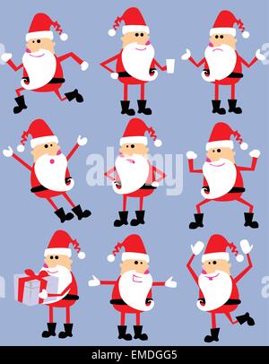Cute cartoon santa set Illustration de Vecteur