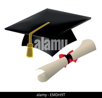 Graduation cap et diplôme Illustration de Vecteur