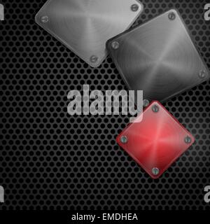 Plaque carrée en acier brillant avec des vis Illustration de Vecteur