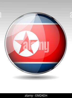Bouton drapeau de la Corée du Nord Illustration de Vecteur