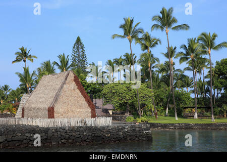 Hawaii, Big Island, Kailua-Kona, Ahuena Heiau, site sacré traditionnel, Banque D'Images