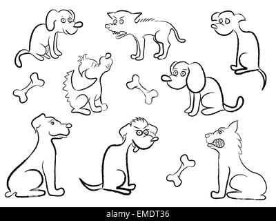 Jeu de chiens Cartoon Illustration de Vecteur